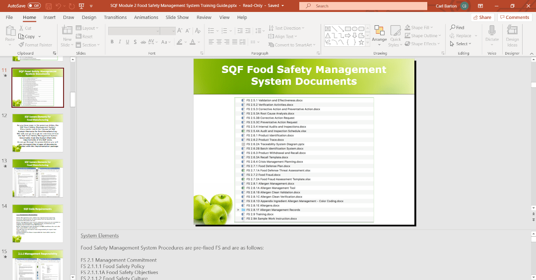 SQF Module 2 Food Safety Management System Training Guide